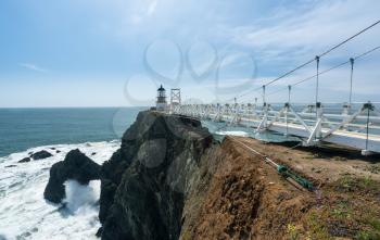 Point Bonita lighthouse on the Marin County headlands near San Francisco in California protecting the entrance to the Bay