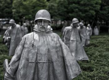 WASHINGTON, DC - JULY 8: The Korean War Veterans Memorial on 8 July 2017 in Washington DC. The memorial was dedicated on July 27, 1995.