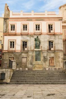 Statue of priest or archbishop  in city of Cadiz in Southern Spain