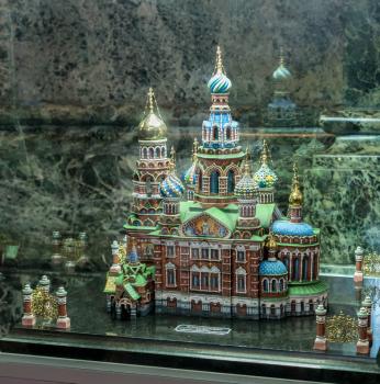 ST PETERSBURG, RUSSIA - SEPTEMBER 12: Model of Church on Spilled Blood on September 12, 2017 in St Petersburg, Russia. It was finished in 1907.