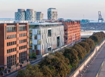 Office building and apartments on Langelinie Pier in the city of Copenhagen in Denmark
