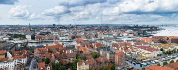 High resolution panorama of Copenhagen in Denmark from top of church tower