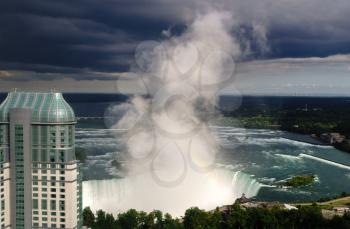 NIAGARA FALLS, CANADA - JUNE 28, 2016: Canadian or Horseshoe waterfall from Canadian side of Niagara Falls