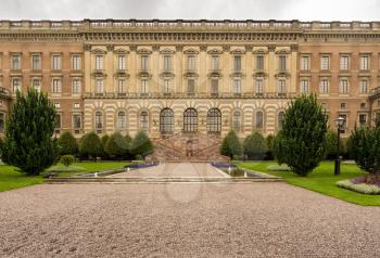 Garden in front of Royal Palace in Gamla Stan, Stockholm, Sweden