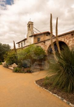 SAN JUAN CAPISTRANO, CALIFORNIA - 1 NOVEMBER 2017: Mission garden at San Juan Capistrano in California