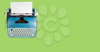 Modern electric typewriter on plain background with copy space for hero header