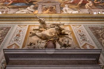 ROME, ITALY - MARCH 18, 2018: Sculpture of rider falling from horse in Borghese Gallery in Rome