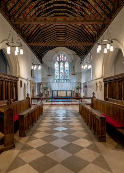 Interior of the church to St Mary the Virgin in the Chilterns village of Hambleden in Buckinghamshire