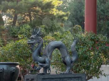 Detail of dragon statue at the Emperor Summer Palace in Beijing, China