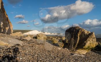 Strong waves by the chalk cliffs of the Seven Sisters at Hope Gap