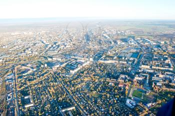 Vologda City bird's-eye view. Aerophotographing Vologda. Houses and buildings of the city.