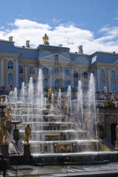 Saint-Petersburg, Russia - August 12, 2016: Fountains. Statues and monuments of St. Petersburg. City St. Petersburg architecture. Fountains in the streets and squares.