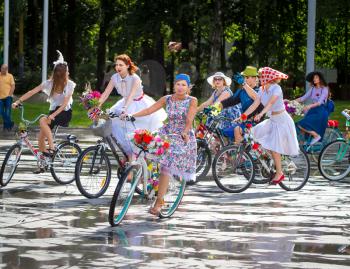 Russia, Volgodonsk - June 30, 2015: Bicycle riding. Cycling, the sport accessible to all.