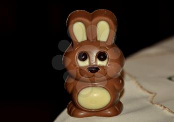 The hare from chocolate. Figures from chocolate in the form of fantastic animals.