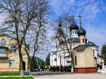 Holy Assumption Monastery, Russia - April 5, 2012: Monastery of the Holy Dormition, appearance of the monastery and the area near it.