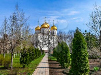 Holy Assumption Monastery, Russia - April 5, 2012: Monastery of the Holy Dormition, appearance of the monastery and the area near it.