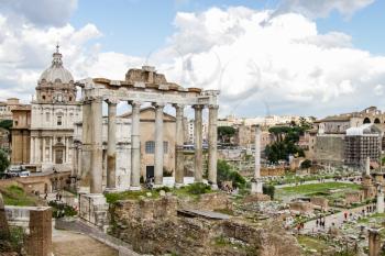 Rome, Italy - June 11, 2012: The eternal city of Rome, Roman streets and buildings, modern and ancient architecture of Rome.