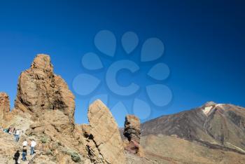 Mountain landscape of Tenerife. Volcanic island. Hills and valleys.