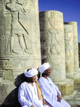 Giza, Egypt - May 23, 2017: People near the sights of Egypt. Tour of the ruins of ancient Egypt.