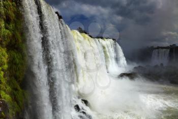 Iguassu Falls, the largest series of waterfalls of the world, located at the Brazilian and Argentinian border, View from Brazilian side