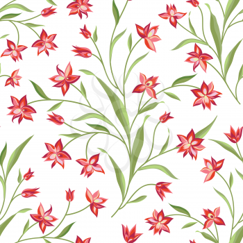 Flowers seamless pattern. Floral summer bouquet tile background. Meadow nature decor with wildflower