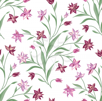 Flowers seamless pattern. Floral summer bouquet tile background.
