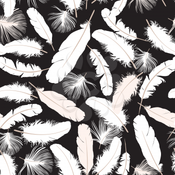 Feather seamless background. farm birds element pattern