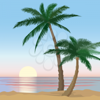 Summer holidays background. Seaside View Poster. Vector beach resort wallpaper