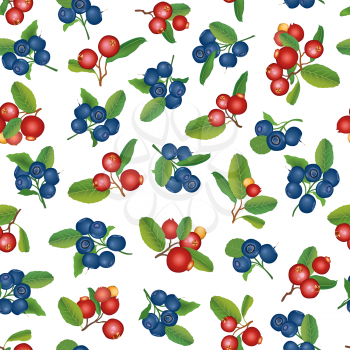 Cranberry summer seamless pattern. Berry background. Floral ornament
