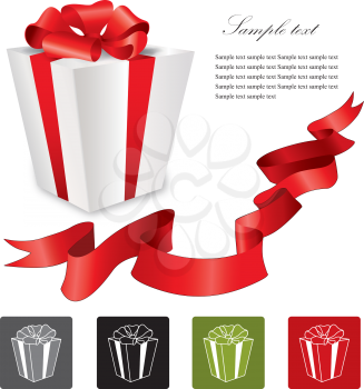 Holiday gift box icon set isolated background. Greeting decor