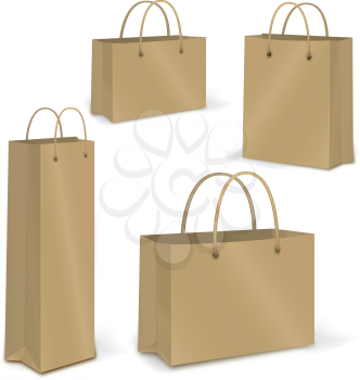 Empty Shopping Bag. Graft paper package for advertising or branding