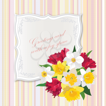 Flower bouquet. Floral frame. Flourish greeting card. Summer decor