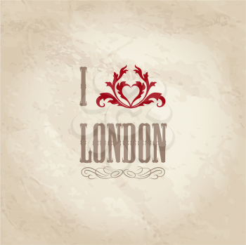 London symbol. I love London flower concept vector sign over white background. England, UK.