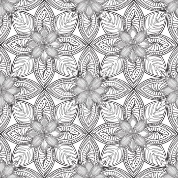Abstract seamless pattern. Geometric ornamental floral background.