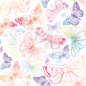 Butterfly seamless pattern. Summer holiday wildlife floral background.
