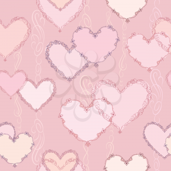 Red love hearts seamless pattern. Valentine day holiday tile ornament