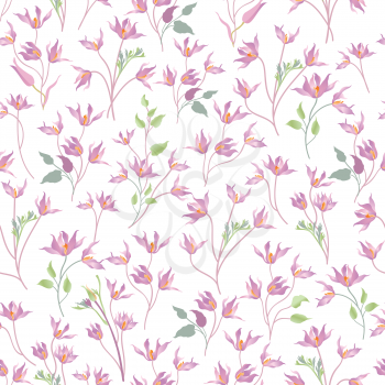 Floral ornamental white seamless pattern. Flower bouquet spring garden background. Flourish garden texture