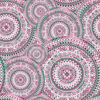 
Abstract seamless pattern with circular ornament Swirl geometric oriental doodle texture. Engrave background.