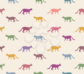 Cat seamless pattern. Pets vector background.