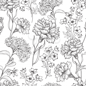 Floral seamless pattern. Abstract flower background. Floral seamless texture with flowers. Flourish spring texture.