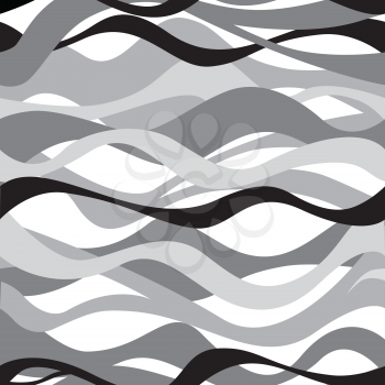 Wave seamless pattern. Black and white background