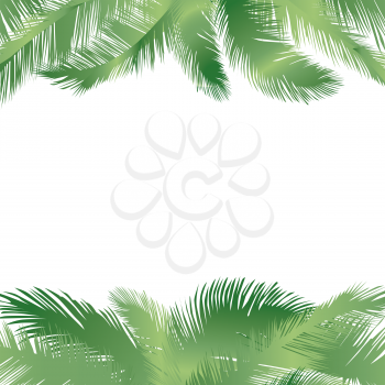 Floral background. Summer leaves flourish border. Plam leaf frame vector illustration