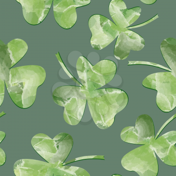 St. Patrick's Day Background. Leaves seamles watercolor pattern