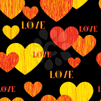 Love heart seamless pattern. Happy Valentines day wallpaper. Love heart pencil sketch tiled background. Valentine's day ornament