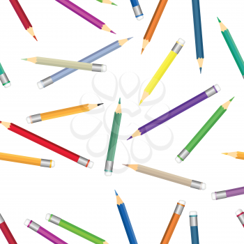Colorful pencils pattern. Seamless texture with multicolored pencils. Kid art lab tiled background