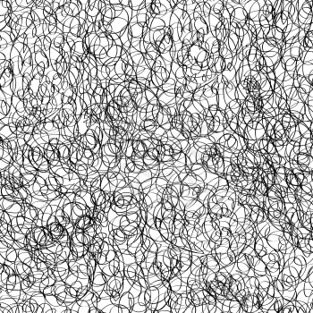 Abstract seamless pattern with messy doodle. Monochrome tiled background