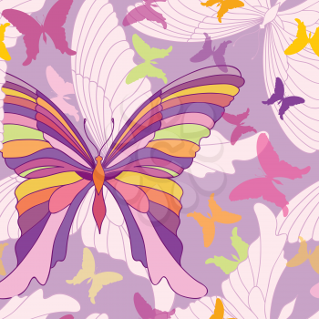Butterfly seamless pattern. happy summer party background in pop-art 1960s style