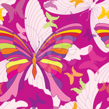 Butterfly seamless pattern. happy summer party background in pop-art 1960s style