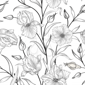 Floral seamless pattern. Flower swirl background. Floral ornamen
