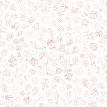 Flower icon seamless pattern. Floral leaves and flowers white texture. Nature background